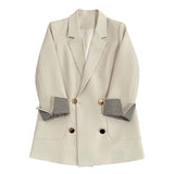 Suit Jacket Women's Spring And Autumn And Winter New Leisure Free Sleeves Fashion Simple Commuting Double Buckle Suit Tide