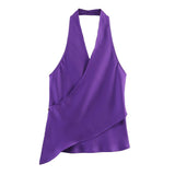 BSK&TRAF Women's Clothing 2026 Summer New Fashion Babes Silk Stisei Hanging Neck Collar Top 2331051
