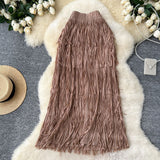 Rassel Dress Women 2025 Spring And Summer New Tight Waist-Up Thin A-Shaped Skirt In The Long High-Waist Cake Skirt