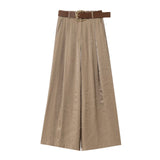 Summer New Fashion 100 With Belt Silk Silk Sleet Straight Trousers