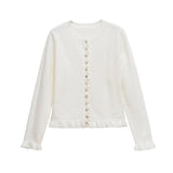 Spring 2025 New Round Collar Solid Color Loose Jacket Niche Temperament Knitting Shirt 2756114