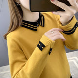 Spring And Autumn Bottom Shirt Women's Collar Blouse Large Loose Free Doll Collar Knitted Casual Casual