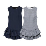 BSK&TRAF Women's Spring 2026 New Fashion Lattice Stacked Decoration Short Dress 4764869