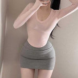 South Korea Spring And Summer New Temperament Hottie Tight Walk Bag Hip Skirt Solid Color Repair Body Skirt