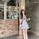 College Wind Collar Sleeveless Waist Thin Dress Women Summer Short Temperament Vest A Skirt