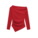 Autumn New Asymmetrical Elastic Repair Fashion Blouse 3644328