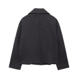 Autumn New Double Lint Hybrid Double Buckle Dress Short Coat 8372289