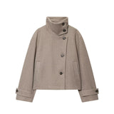 Relaxed Casual Temperament Simple Long Sleeve Buckle Collar Hair This Jacket 6318293
