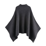 Autumn And Winter New Asymmetric Half-High Collar Knitted Cloak Coat 3739027