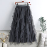 Vintage 100-Fold Dress Irregular Thin A Sub-Net Dress 2025 Spring New Long Skirt Women's Summer