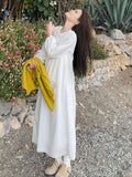 Korean Dopamine Wearing Holiday Style Dress Long Sleeve White Shirt Skirt Folded Knitted Vest Two Sets Of Women