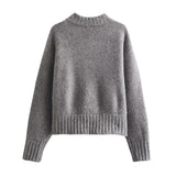 Autumn New Zipper Round Collar Knitted Cardigan Bomber Jacket Jacket