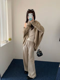 Early Autumn Korean Wears 2026 New Loose Lazy Wind Relaxation Bat Sleeve Knitted Sweater Shawl Jacket