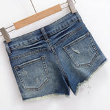 Shibuya Spice Girl Lightning-Printed Denim Shorts New Low-Rise Irregular Hairy Hole Hot Pants In Spring And Summer