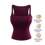 Pure Hot Girl Comic Chest U Collar Vest Women Summer New Wear With Chest Pad Elastic Repair Inside The Top Woman
