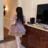 [Invisible Zipper] Purple Tie-Dye Poneng Skirt Summer New Retro Ocean Stunning Beautiful Dress