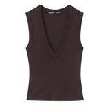 BSK&TRAF Women's Summer 2026 Summer New Simplicity Fashionless V-Necked Cotton T-Shirt 41743