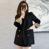 Suit Jacket Women's Spring And Autumn And Winter New Leisure Free Sleeves Fashion Simple Commuting Double Buckle Suit Tide