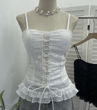 Real Shooting Unique Small Vest With Chest Cushion Three-Dimensional Lace Wearing Rope Slings With Short Sleeveless Top 8162