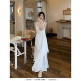French Sense Irregular Splicing Vest Dress Women's Holiday Style A Word Long Dress