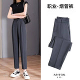 Grey Suit Pants Women Summer Thin High-Waisted Vertical Light Loose Thin Nine Points Leisure Small Cigarette Tube Pants