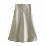 Spring 2025 New Tight Waist Simple Set Solid Color Lirt Solid Color Half Body Skirt