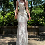French Temperament Feel White Lace Sling Dress Women's Summer 2025 New Body-Repaired And Left