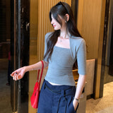 High-Level Korean Chic Chic Chic Collar Five-Sleeved T-Shirt For Women's Summer 2026 New Design Top