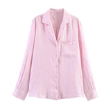 Spring New Pure-Color Pocket-Decorated Casual Shirt 5344010