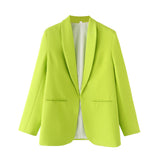 BSK&TRAF Women's Clothing 2025 Autumn New Commuter Style Fashion Green Fruit Collar Suit Jacket