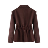 BSK&TRAF Women's Clothing 2025 Autumn New Fashion Waist-Coat Cushioned Shoulder Suit Jacket