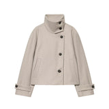 Relaxed Casual Temperament Simple Long Sleeve Buckle Collar Hair This Jacket 6318293
