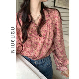 Broken Flower Shirt Female Niche Summer New Chic Temperament Long-Sleeved Blouse Spring And Autumn French Beautiful Small Blouse