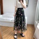 French Net Yarn Skirt Dress Fairy Dress Heavy Lace Embroidered Yarn High Waist Thin 100 Folds Skirt