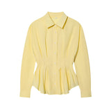 Spring New Temperament Design Collar Folding Folding Tidling Shirt 260016