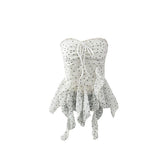 Lotus-Side Lace Splicing Brao Vest Summer Babes Word Shoulder Pressure Folded Backclothed