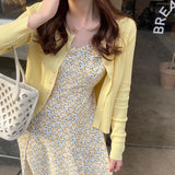 Ice Silk Knitted Cardigan Women's Thin Summer Sling Skirt Hoodie Sunscreen Knitwear Coat Air-Conditioning Shirt Top
