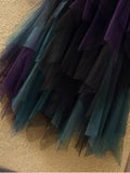 Irregular Net Dress Women Color Splicing Colliding Color A-Character Skirt Cake Fluffy Skirt Long Half-Body Skirt