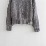 Autumn New Zipper Round Collar Knitted Cardigan Bomber Jacket Jacket