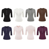 Basic Henry Single Buckle T-Shirt Girl In Early Autumn Casual Skinny Hottie Bottom Top