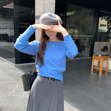 2026 Early Spring Gentle Wind Side-Slope Shoulder-Shaped Collar Wool Knitted Sweater Women Autumn And Winter On The Waist