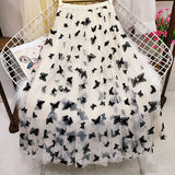 Butterfly Planted Velvet Fairy Net Yarn Half Skirt Dress Dress Women Autumn And Winter Splicing Big Swing 100 Fold Skirts In The Long A-Word Dress