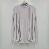Casual Two Sets Of Long-Sleeved Coat + High-Neck Sleeveless Vest Thin Slim Tops South Korea Dongdae Tide