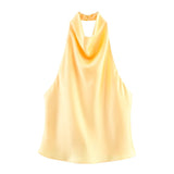 2025 Summer New Silk Hysm Texture Hanging Neck Dress 3203317 Vatry Dress 3210317