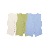 Summer New Undecorated Knitted Vest Knitted Folding Splicing Skirt Set
