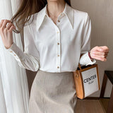 White Shirt Women's Spring Korean Version Of Fashion Chiffon Small Quality Temperament Thin Chiffon Shirt Small Fragrant Long Sleeve