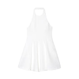 BSK&TRAF Women's Clothing 2025 Summer New Pure Wind Wave Hanging Neck Short Dress 2858777