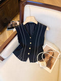High-End Vintage V-Neckless Knitted Cardigan Women's Summer Slim Slimming Vest Simple