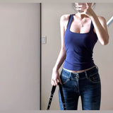 W461, Wide Strap Sling Vest Women Summer Wearing Hottie Slimming Snuffless Fitness