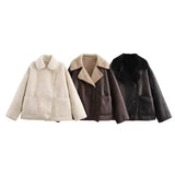 BSK&TRAF Women's Clothing 2025 New Fashion Fur Collar Coat 3548241